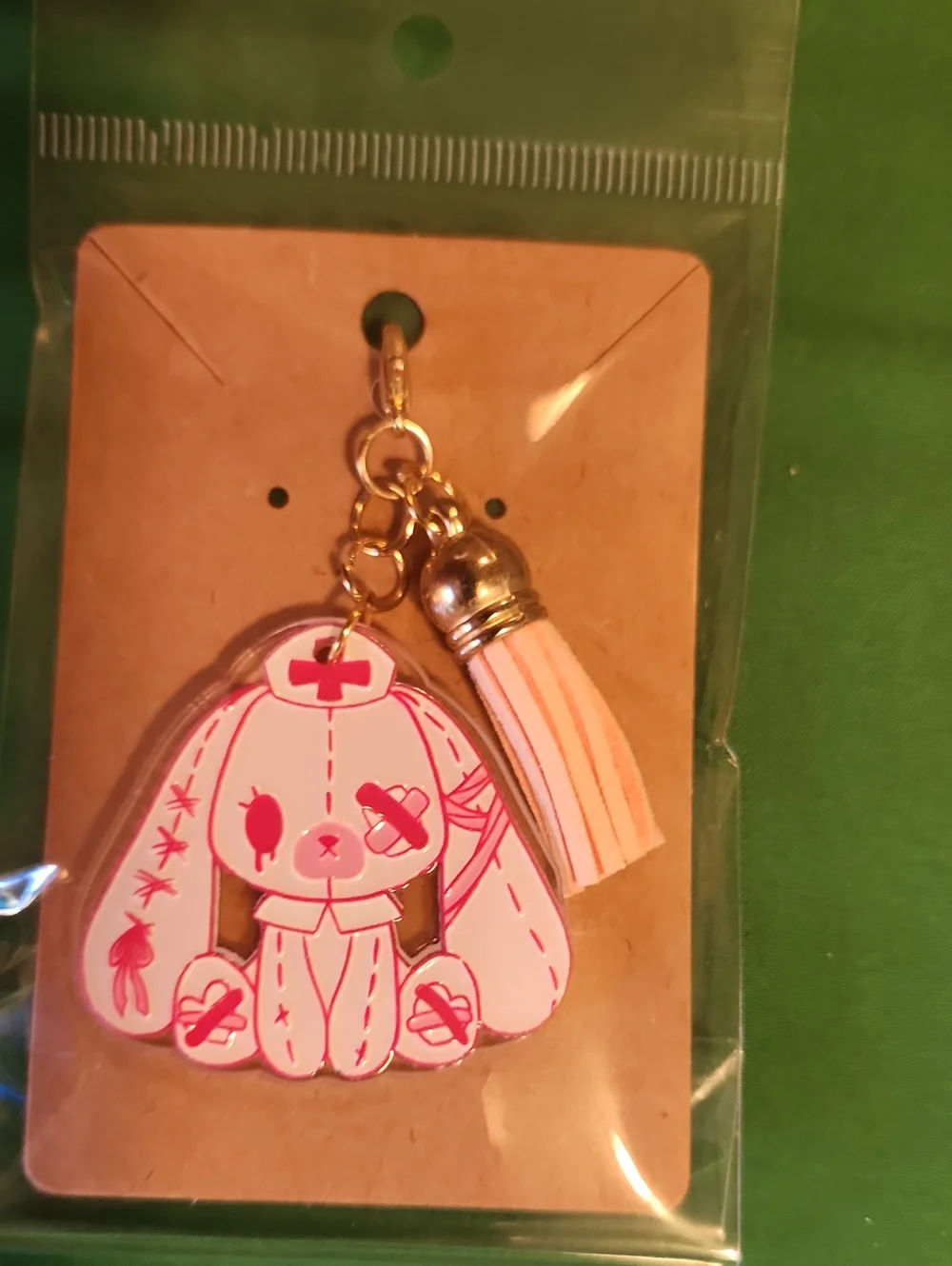 🔥Pink Bunny Keychain Charm with Tassel